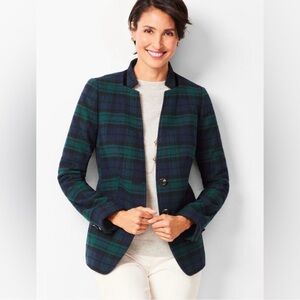 Talbots Black Watch Velvet-Trim Blazer